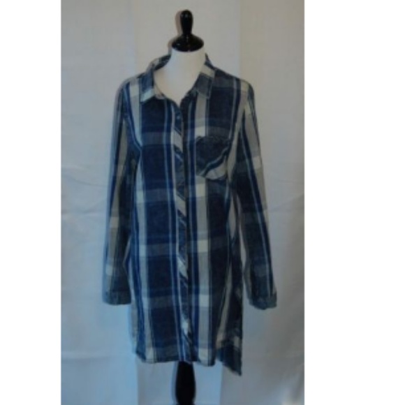 Dear John Tops - Dear John Denim Button Down Blue White Tunic